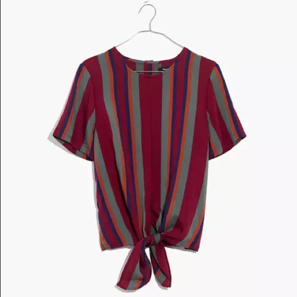 Madewell Button-Back Tie Tee in Rosalinda Stripe